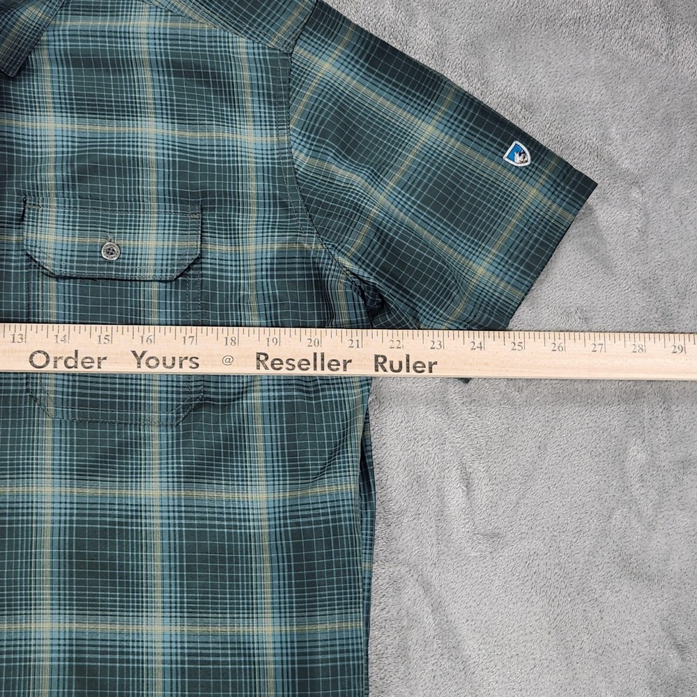 Kuhl Response Shirt Mens Small Green Blue Plaid Short Sleeve Button‎ Front - Picture 7 of 11